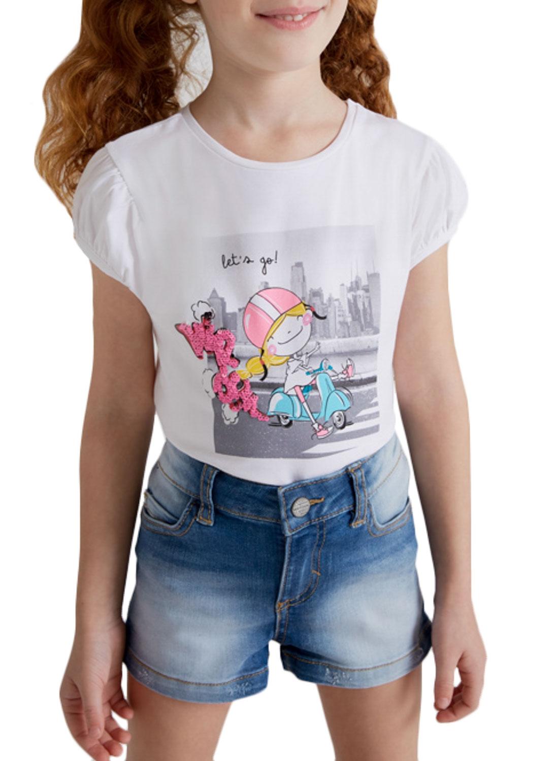 T-Shirt Mayoral Moto Branco para Menina