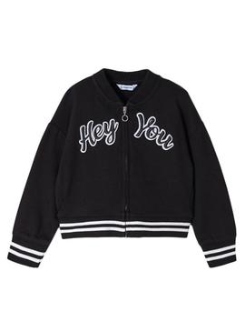 Sweat Mayoral Bordada Zíper Preto Menina