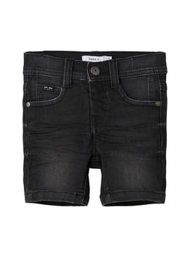 Bermuda Name It Sofus Denim Preto para Menino