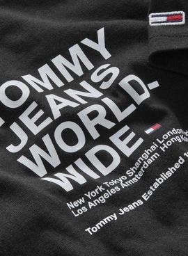 T-Shirt Tommy Jeans Worldwide Preto para Homem