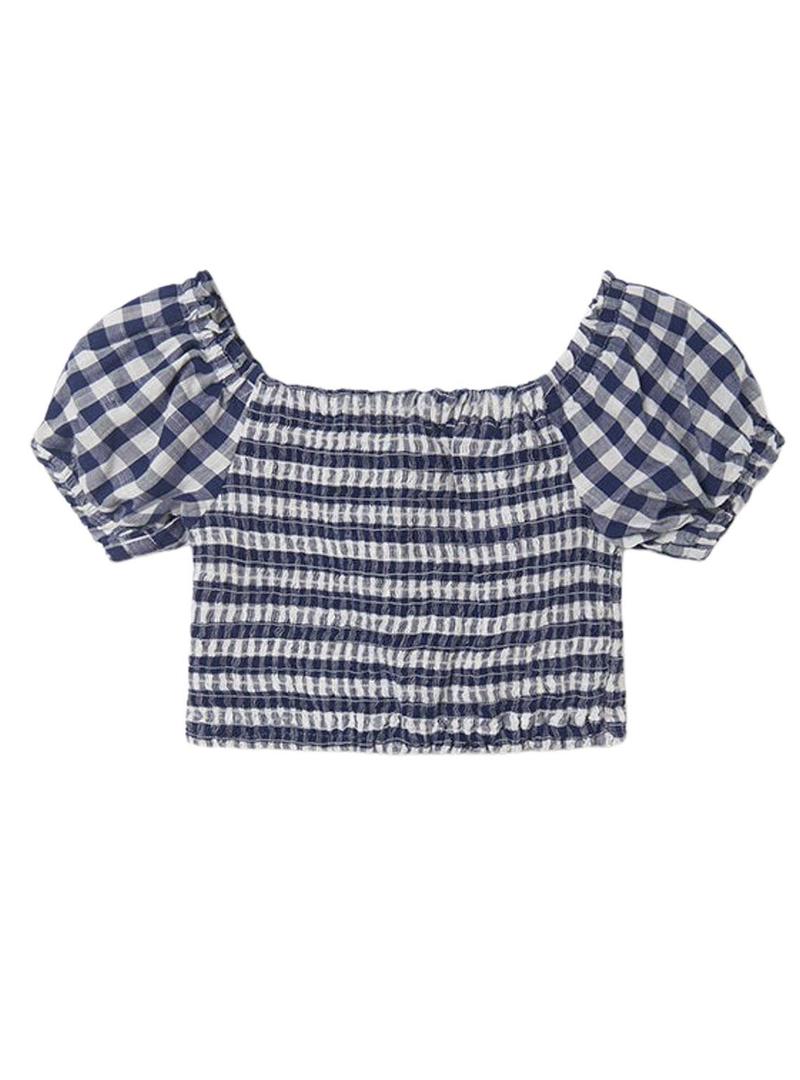 Blusa Mayoral Frames Vichy Azul para Menina