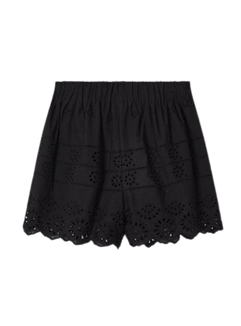 Short Mayoral Perfurado Preto para Menina
