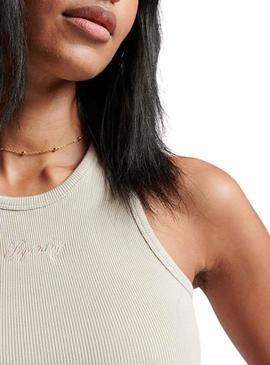 T-Shirt Superdry Code Essential Tank Bege Mulher