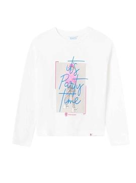 T-Shirt Mayoral Fotográfica Branco para Menina