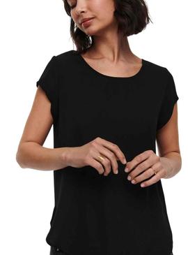T-Shirt Only Vic Solid Preto para Mulher