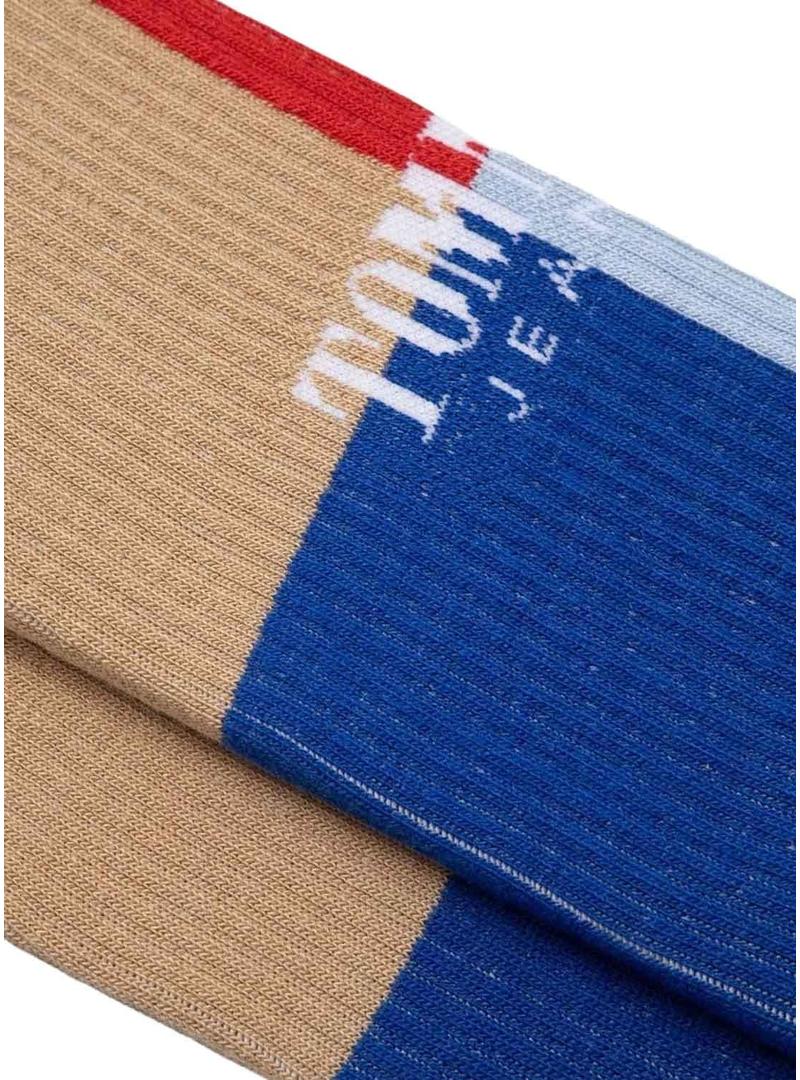 Meias Tommy Jeans TH Uni Colorblock em branco.