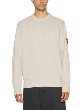 Sweat Calvin Klein Badge Crew Beige Homem