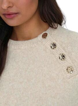 Camisola Only Emma Botones Beige para Mulher
