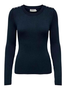 Camisola Only Anni Botones Azul Marinho para Mulher