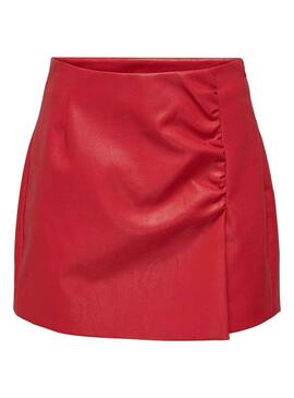 Saia Only Sim Faux Leather Vermelho para Mulher