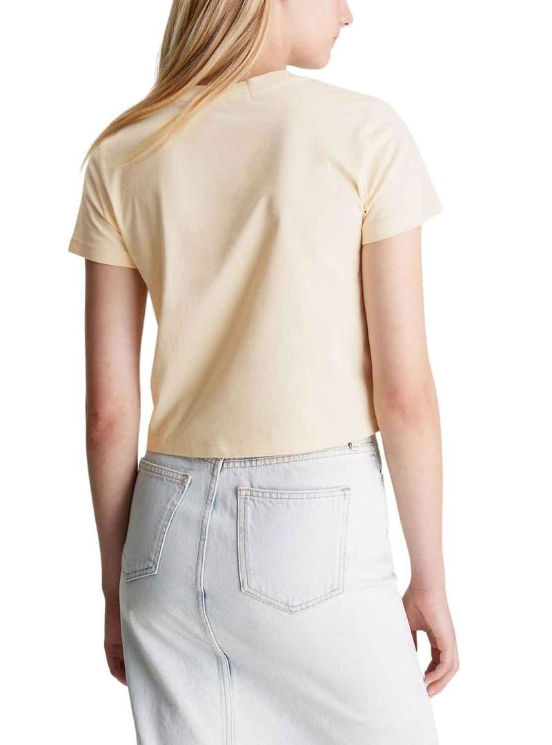 Camisa Calvin Klein Bold Jumpsuitlogotipo Beige Mulher