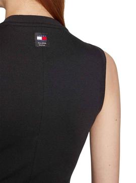 Vestido Tommy Jeans Midi Bodycon Preto para Mulher