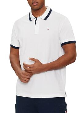Polo Tommy Jeans Regular Solid Branca para Homem
