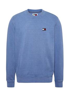 Moletom Tommy Jeans Washed Badge Azul Para Homem