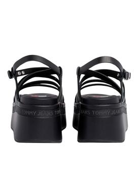 Sandálias Tommy Jeans Strappy Wedge Preto para Mulher.