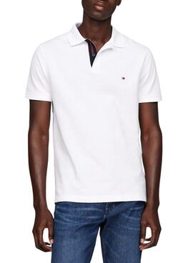Camisa polo Tommy Hilfiger Monotype Placket branca para homem.