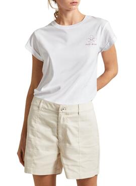 Camiseta Pepe Jeans Kayla Branca Para Mulher.