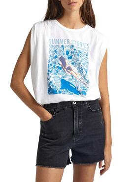 Camiseta Pepe Jeans Laenor Branca Para Mulher