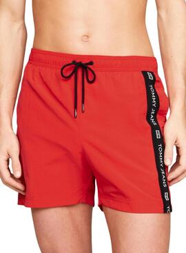 Calção de banho Tommy Jeans Drawstring Side Tape Vermelho para Homem