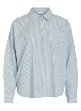 Camisa Vila Vikatata listrada azul para mulher.