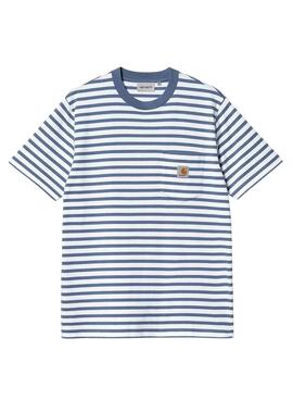 Camiseta Carhartt Pocket Stripe Azul e Branco