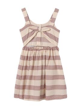 Vestido Mayoral em malha listrada terracota para menina.