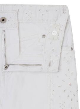 Short Pepe Jeans A-Line Anglaise branca para meninas.