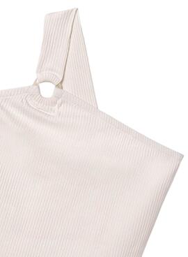 Camiseta Mayoral Assimétrica de Renda Bege para Menina