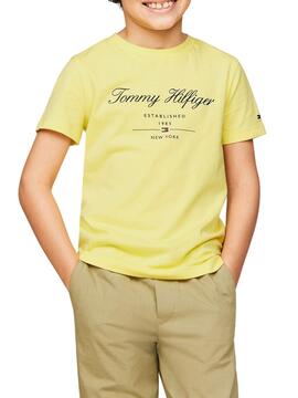 Camiseta Tommy Hilfiger Script Amarela para Menino