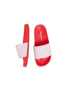 Chinelos Pepe Jeans Slider Vermelho Para Menina