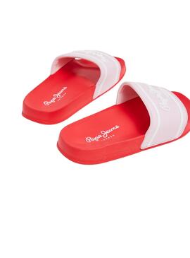 Chinelos Pepe Jeans Slider Vermelho Para Menina