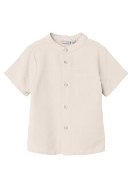 Camisa Name It Faher Linho Bege para Menino.