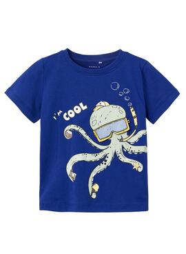 Camiseta Name It Freddis Azul Para Menino