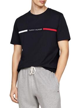 Camiseta Tommy Hilfiger Logo Insert azul marino para homem