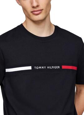 Camiseta Tommy Hilfiger Logo Insert azul marino para homem