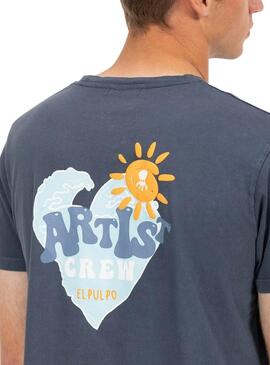 Camiseta El Pulpo Coração azul marinho para homem