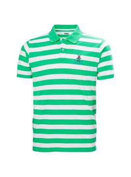 Polo Helly Hansen Koster listrado verde e branco