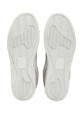 Sapatilhas Tommy Jeans Basket cinza e branco para homem.