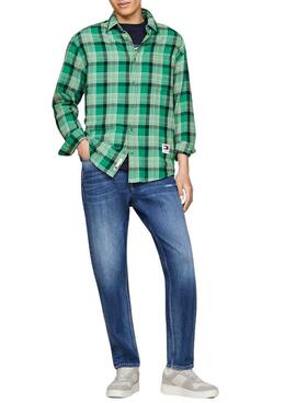 Sapatilhas Tommy Jeans Basket cinza e branco para homem.