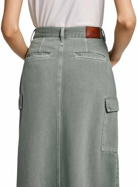 Saia Maxi Pepe Jeans verde para mulher.