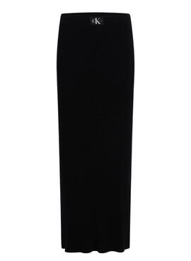 Saia Calvin Klein Jeans etiqueta tecida preta para mulher.