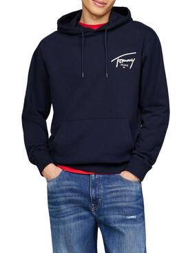Moletom Tommy Jeans Logo Signature azul-marinho para homem.