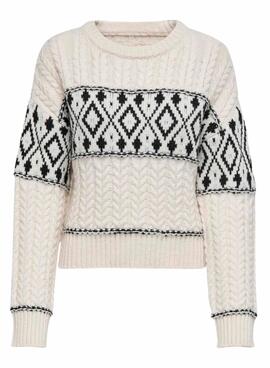 Camisola Jersey Only Marent em branco e preto para mulher