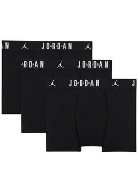 Pack de 3 boxers Jordan Flight Cotton Core pretos para menino
