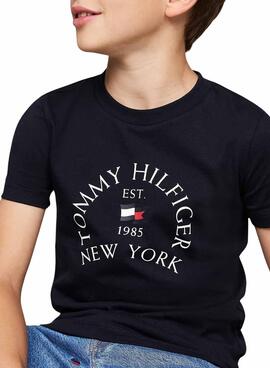 Camiseta Tommy Hilfiger Nautical azul marinho para meninos