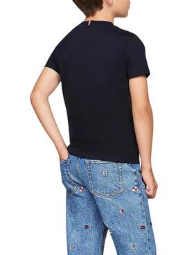 Camiseta Tommy Hilfiger Nautical azul marinho para meninos