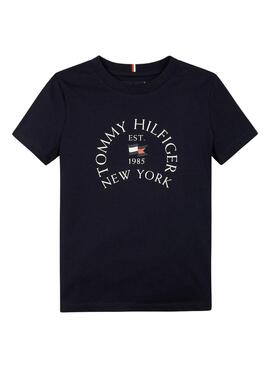 Camiseta Tommy Hilfiger Nautical azul marinho para meninos