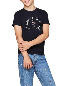 Camiseta Tommy Hilfiger Nautical azul marinho para meninos