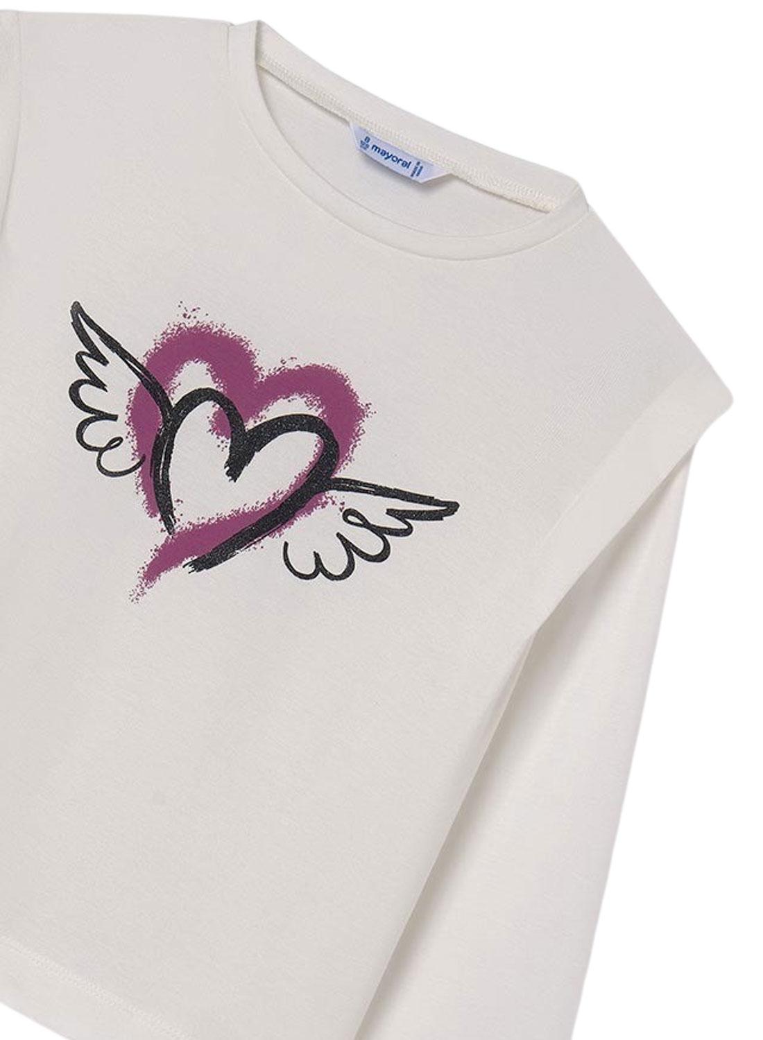 Camiseta Mayoral Gráfica branca para menina