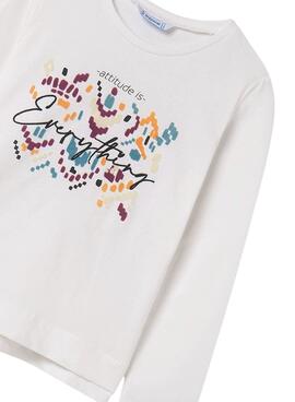 Camiseta Mayoral gráfica branca para menina